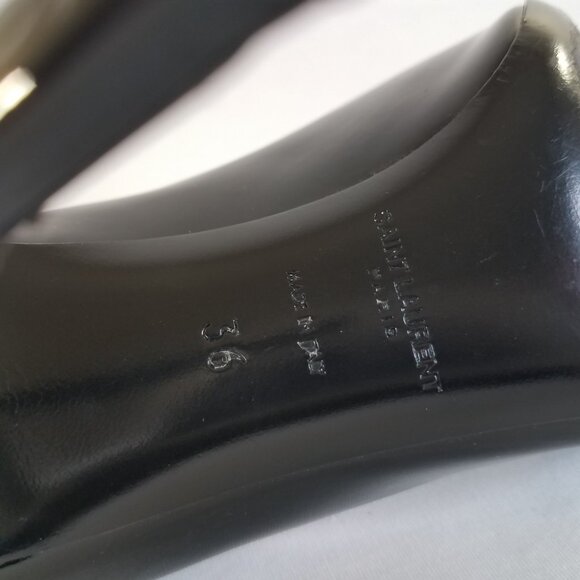 Saint Laurent Black Patent Leather Heels SIZE 36  Dust Bag Pumps 4" Zoe 85 ? - Picture 15 of 17